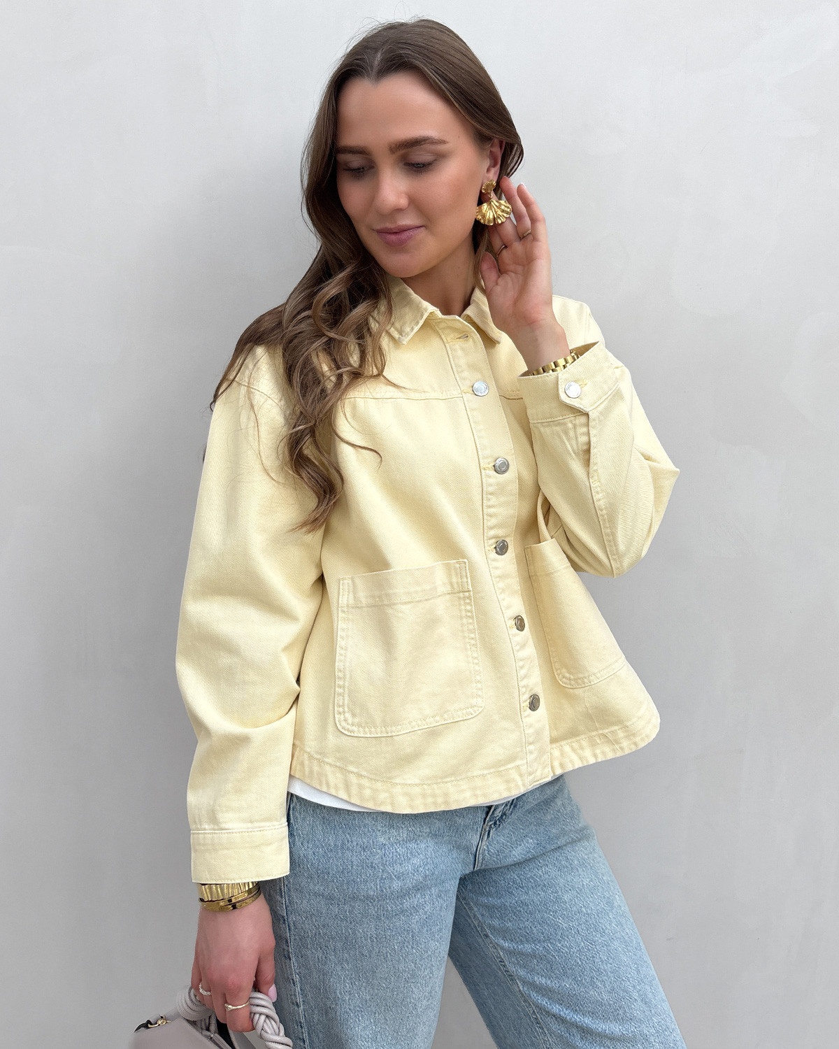 Vero Moda Vmjamie Mellow Yellow Washed Ls Denim Shacket Mix - S - Gul
