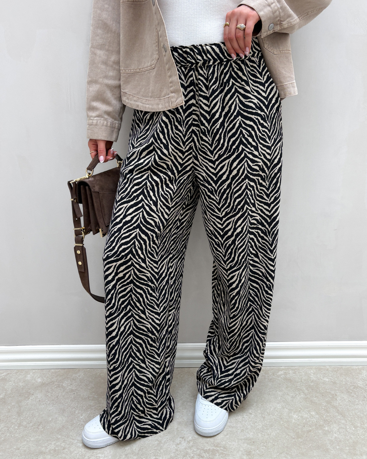 ONLY Onlkatty Black Katty Animal PullUp Pant - S - Sort