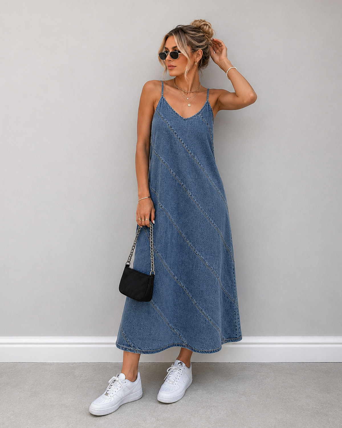 ONLY Onldia Light Blue Denim Sl Cut Denim Dress - M - Blå